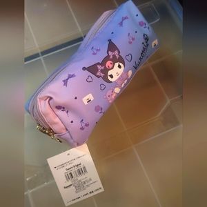 Kuromi Sanrio double zipper pencil case pouch toiletry makeup bag